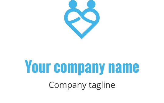 Modern logodesign med två abstrakta figurer inom en hjärtform