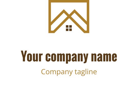 Modern logotypdesign med ett hus och fönsterdetaljer