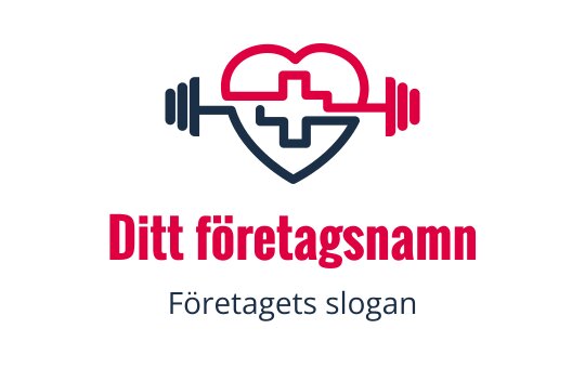 Hjärta och hantel logo design i röd och marinblå