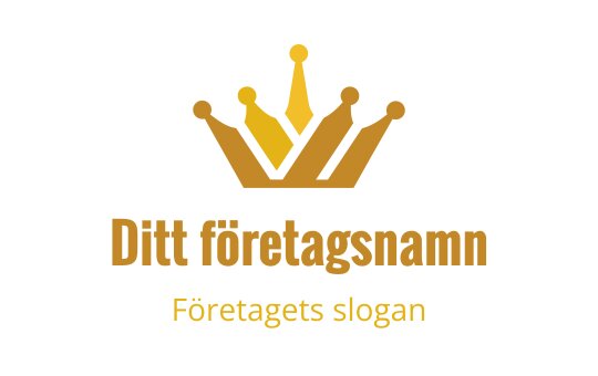 Elegant guldkrönslogo med stiliserade punkter och fet text