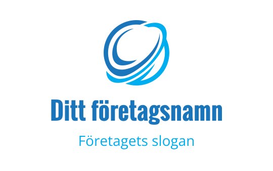 Modern blå logotypdesign med en stiliserad cirkulär virvel