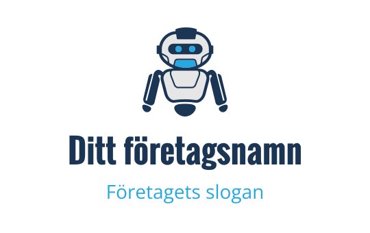 Vänlig robotlogo med blå accenter och modern typografi