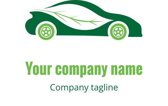 Modern grön bil logo design med bladdetaljer och rundade hjul