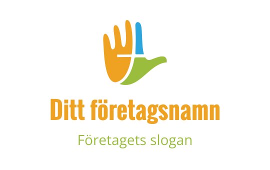 Färgglad handlogo med livliga orange, gröna och blå element