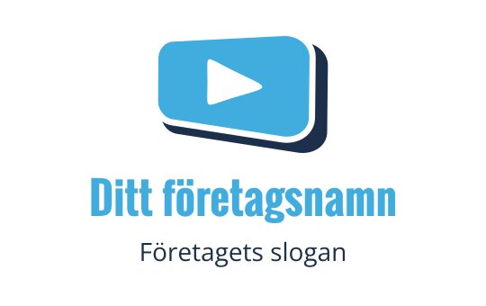 Modern blå logo med en play-knapp i en rundad rektangel