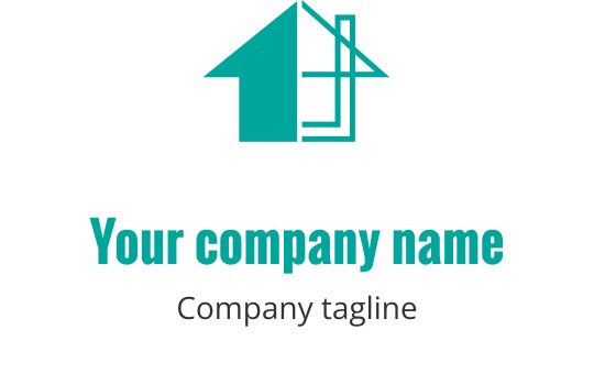 Teal logo med en stiliserad abstrakt form