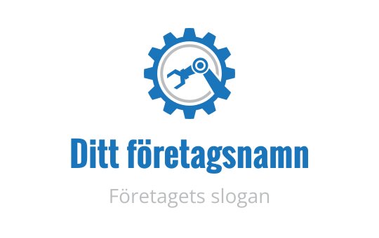 Modern blå växel logo design med en skiftnyckel och förstoringsglas