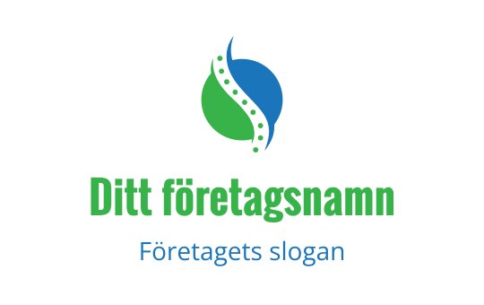 Modern logotypdesign med en blå och grön abstrakt virvel med prickiga detaljer