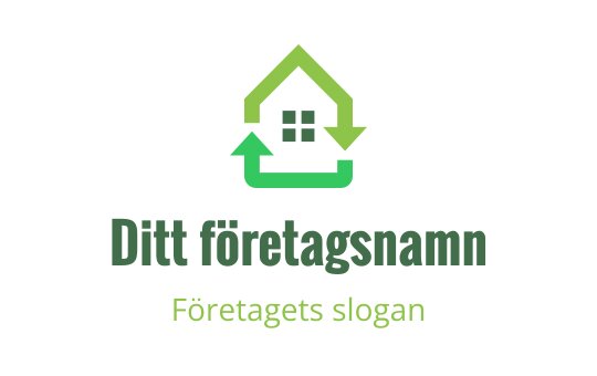 Modernt grönt hus logo design med pilar och fönster