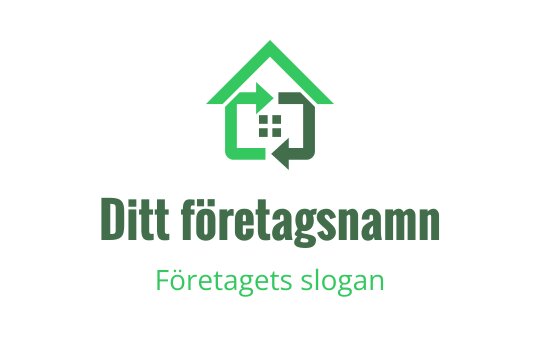 Modernt grönt huslogo med pilar och ett rutmönster