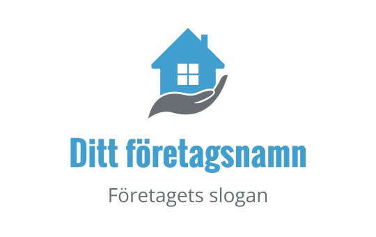 Modern huslogo med blått tak och handelement