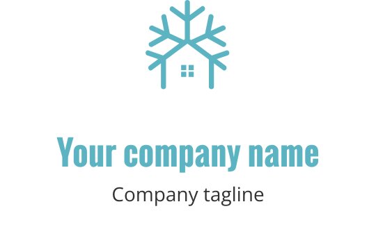 Modern logotypdesign med en snöflinga ovanför en huskontur