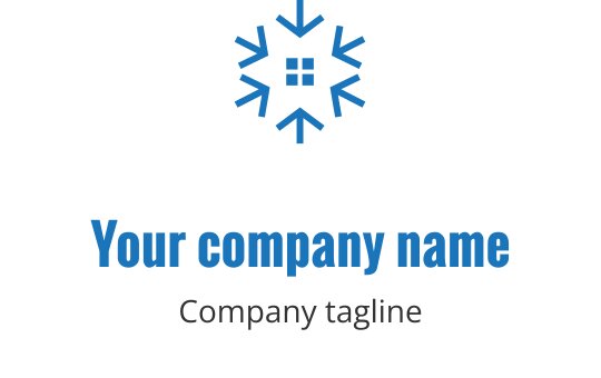 Modern blå snöflinga logo design med ett fönsterelement