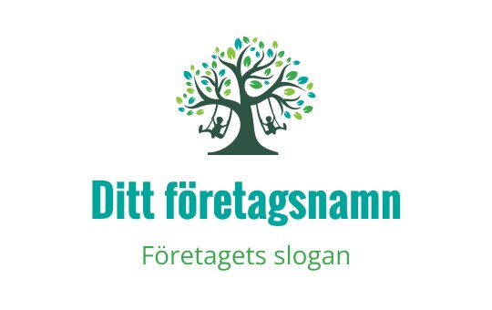 Modern trädlogo med livfulla gröna blad och en robust stam